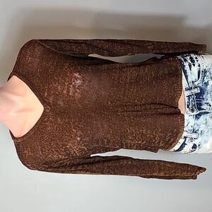 Vintage‎ 90s Brown Goblincore Academia Knit Sweater Grunge Womens SP Earthy